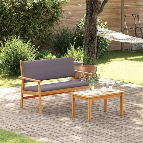 Banco de jardín con cojín Marrón Madera maciza de Acacia (1/5)
