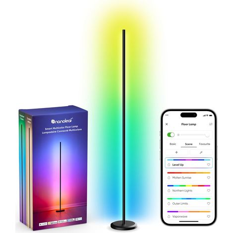 RGBICW Living Room Floor Lamp, LED Floor Lamp 1700lm Compatible with Matter, 16 Million Colors, 200+ Stage Modes, Music Sync, for Bedroom Room (1/5)