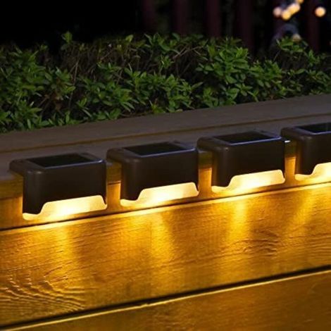Lampes solaires pour terrasse - conviennent aux escaliers extérieurs, marches, clôtures, cours, patios et allées - 16 unités (blanc chaud) (1/4)
