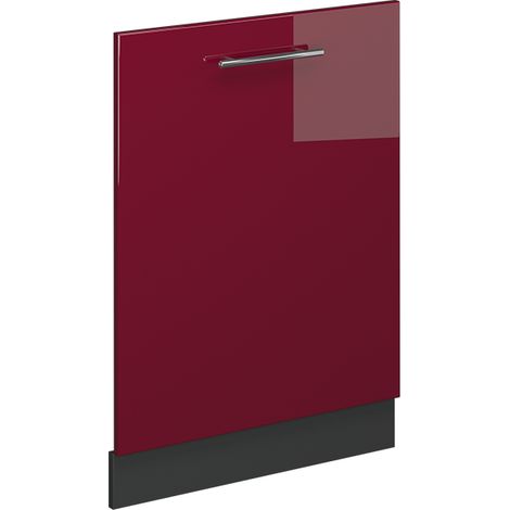 Panel frontal del lavavajillas Fame-Line, Rojo Burdeos alto brillo, 60 cm sin encimera, Vicco