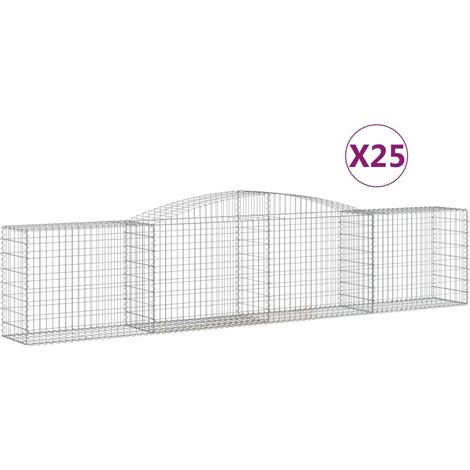 Paniers à gabions arqués 25 pcs  Mur en gabion 400x50x80/100 cm Fer galvanisé