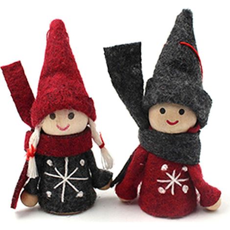 Mini-Weihnachtsbaumschmuck-Set (2er-Set), niedliche kleine Puppen, Innendekoration für Weihnachten, Feiertage, Neujahr, Geschenkidee (1/5)