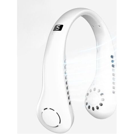 royaluxe-Ventilateur de cou portable, ventilateur de cou 5000 mAh, rechargeable par USB, ventilateur de cou personnel, 5 vitesses (Blanc
) (1/5)