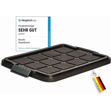 Novaliv 1x couvercle de rechange 27 litres avec fermeture à clip 46,5x36,5 cm anthracite