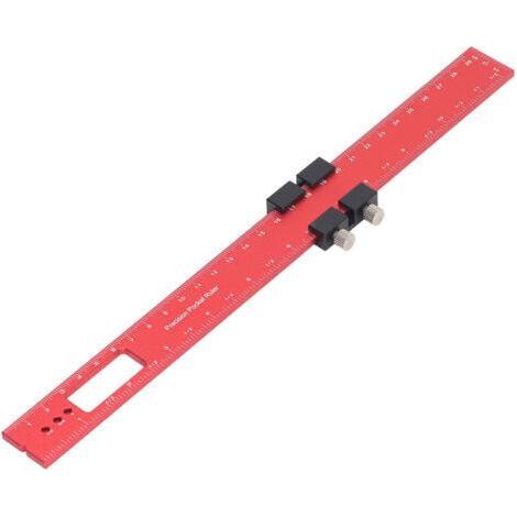 Règle à tracer pour le travail du bois de 300 mm, en alliage d'aluminium, avec butée coulissante de poche (1/5)