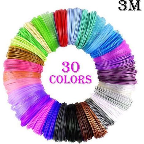 Fil Stylo 3D, Recharges de Filament Pla 1.75 pour Stylo 3D, 30 couleurs, 5M Chacun, 3D Pen Filament pour Enfants et Adulte, Compat (1/3)