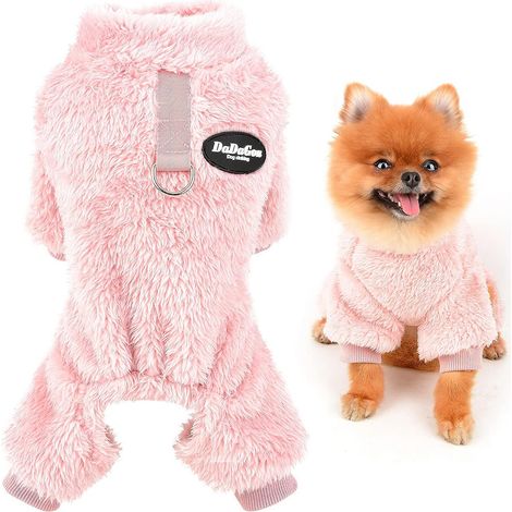 Pyjama pour animaux de compagnie en polaire sherpa avec anneau en D pour petits chiens et chats, pyjama-pull pour chiot, combinaison douce, vêtements d'hiver chauds pour Yorkshire et Chihuahua. (1/5)