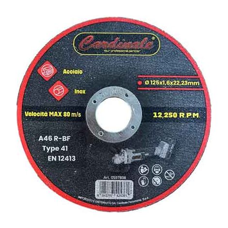 DISCO DA TAGLIO PER FERRO/INOX CARDINALE Ø 125x1,6 mm
