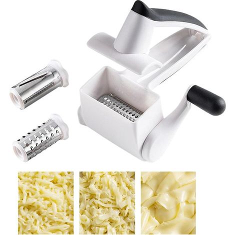 Rallador de queso clásico - Rallador manual de tambor giratorio 3 en 1, apto para queso y diversas verduras (1/5)