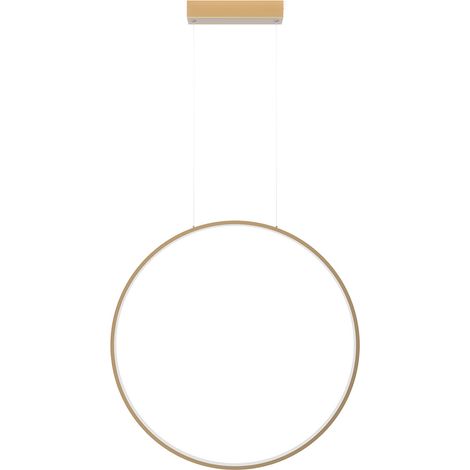 Lampada a sospensione moderna color oro per bagno e cucina, anello verticale, Ø90cm, colore variabile, LED, 47W, luce a specchio, Prestige (1/5)