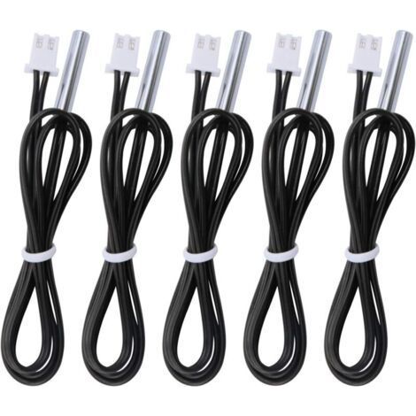 5 pièces Sonde de température 10k B3950, Capteur de température -25 à 125 degrés Celsius, 0,5 mètre sonde de capteur de température NTC Sensible en Acier Inoxydable de 1,64 Pieds (1/5)