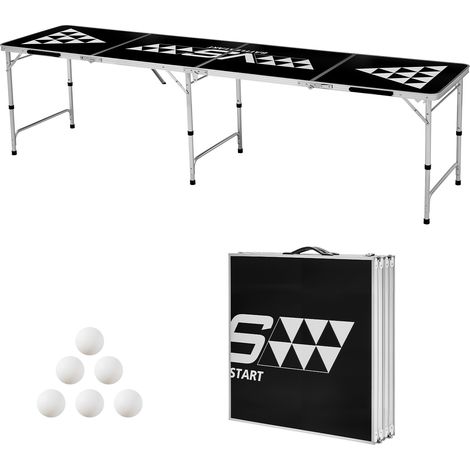 Mophorn Table pliante de beer pong 240 cm, idéale pour les jeux de boisson lors de fêtes, camping, pique-niques ou événements sportifs. Livrée avec 6 balles, légère et dotée d'une hauteur ajustable. (1/5)