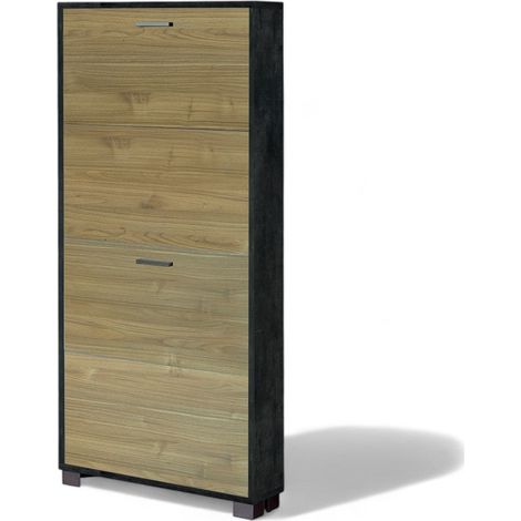 scarpiera salvaspazio 4 ante ossido nero e noce stelvio in mdf dimensioni compatte 70x18x154 cm perfetta per ogni ambiente