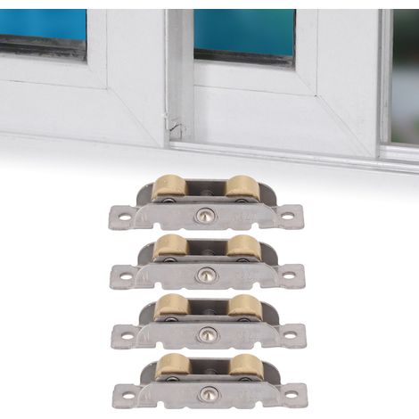 Roulettes pour portes et fenêtres, roulettes pour portes coulissantes en verre, roulettes pour rails de fenêtres coulissantes (77), roulements en acier inoxydable, roues en cuivre, accessoires, roulem (1/5)