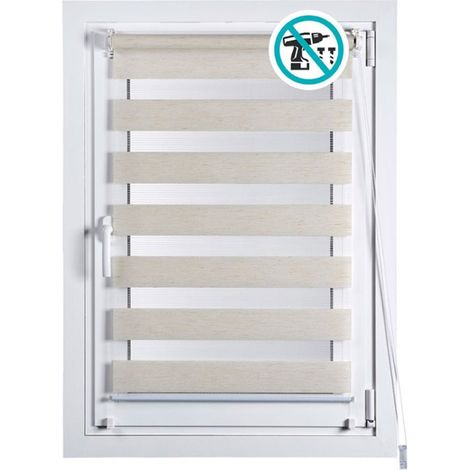 Estor enrollable clip & fix, noche & dia, lino 150 x 180 cm (1/5)