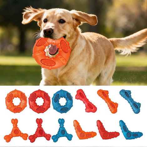 Cowhide-Scent chien dentition jouet – résistant aux morsures Silicone – pour petits to moyens chiens Oral Care – RougeD (1/3)