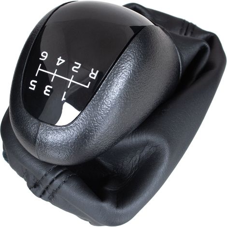 Pomo de palanca de cambios negro + funda para Mercedes Clase C W203 00-07, 6 velocidades (1/5)