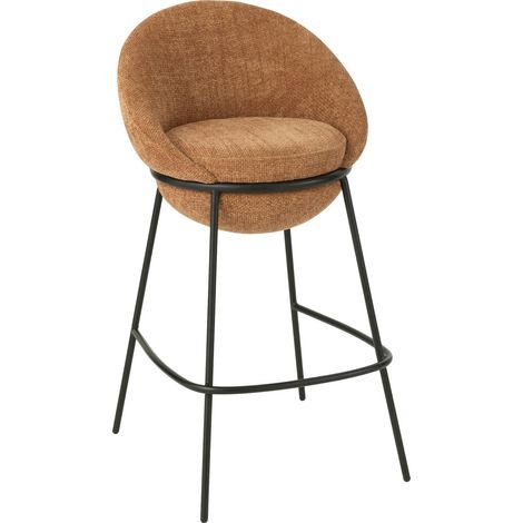 Tabouret de bar terracotta assise tissu pieds fer noir élégant - Terracotta tissu et fer noir (1/5)