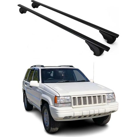 OMAC Barres de toit pour Jeep Grand Cherokee ZJ 1993-1998 – TÜV / DIN 75302:2019 – Antivol inclus – Charge max 75 kg – 2 barres Noir (1/4)