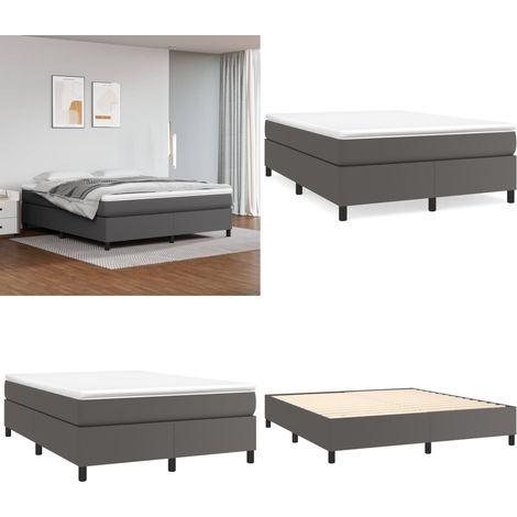 Boxspringbett mit Matratze Grau 160x200 cm Kunstleder - Boxspringbett - Doppelbett - Bettenrahmen - Kunstlederbett - Matratze - Home & Living