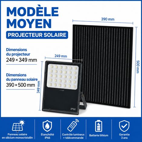 Projecteur LED solaire d'extérieur étanche IP66 modèle BW-A2 bw-a2 52 × 40,5 × 12 cm 7 kg – Livraison gratuite