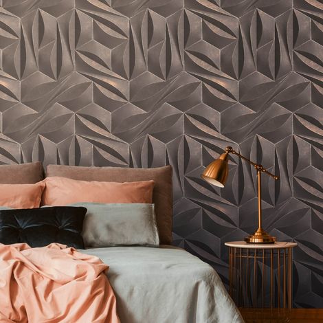 Fototapete Profhome 391792 heißgeprägte Vliestapete glatt 3D matt grau oliv-grau bronze grau-beige 1,59 m x 2,8 m