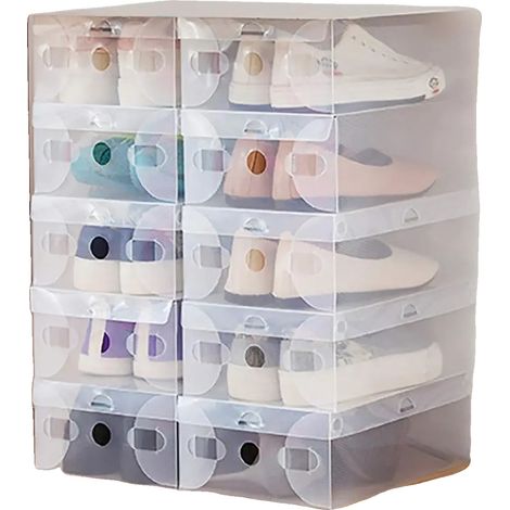 Boîte à chaussures de rangement, construction durable, design empilable, Transparent (1/2)