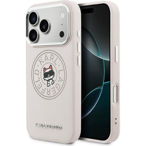 Funda Karl Lagerfeld Point & Choupette Sketch MagSafe para iPhone 17 Pro rosa (1/5)