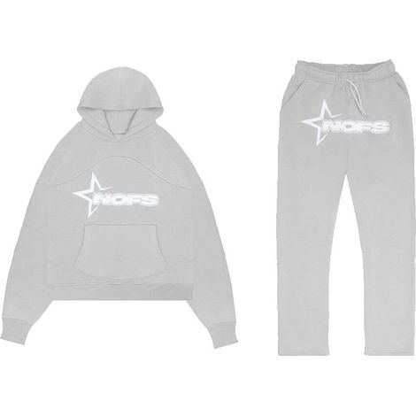 Survêtement 2 pièces Flolong Nofs avec sweat à capuche et pantalon de jogging, ensemble décontracté, tenue sportive, taille adulte, gris et noir, confortable, polyvalent (1/3)