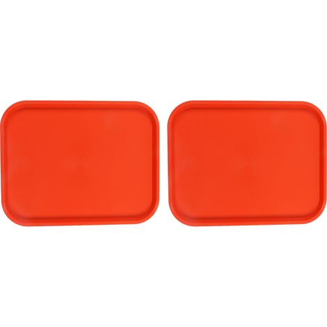 2er-Pack stapelbare, rechteckige Fast-Food-Tabletts aus leichtem, rutschfestem PP-Kunststoff für Restaurants und Cafés (Orange) (1/5)