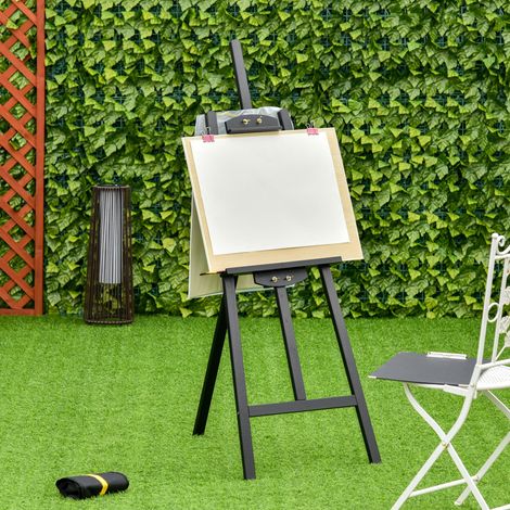 Cavalletto Pittura, 135 cm Cavalletto Treppiede per Dipingere su Tela, Cavalletto in Legno di Pino Regolabile, Portatile e Pieghevole con Pennello per Studio, Artisti e Pittori, Nero