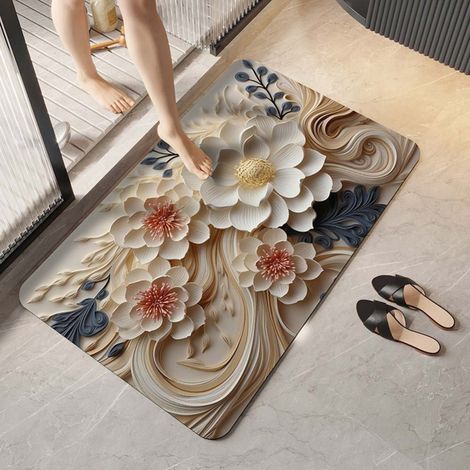 Ede Carlo 5080cm Boue de diatomées améliorée Tapis de sol en terre de diatomées, tapis de salle de bain absorbant et antidérapant, tapis de toilette et de salle de bain pour la maison (1/5)