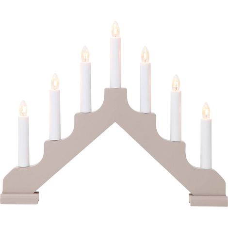 EGLO Lichterbogen Weihnachten mit 7 Glühbirnen, Fensterleuchter aus Holz in grau, Schwibbogen mit Kabel, E10, warmweiß (1/5)