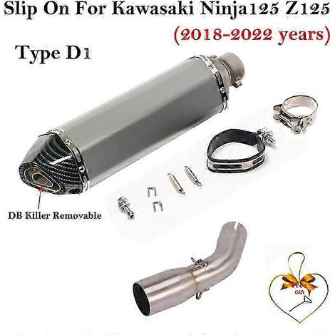 Sistema De Escape Para Motocicleta, Silenciador De Tubo De Enlace Medio Modificado Para Kawasaki Ninja125 Z125 Ninja 125 2018 - 2022( Type D1) (1/5)