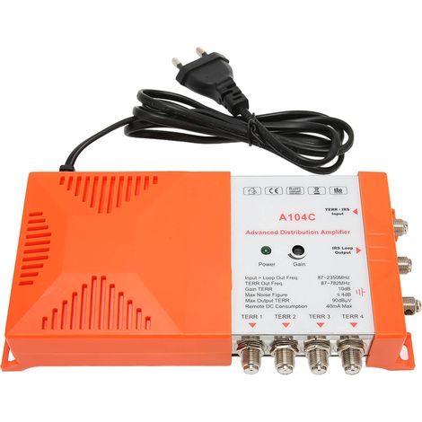 Amplificateur de Signal 4 Voies A104C, Faible Bruit, Haut Gain, Filtre 4G, Alimentation 230V pour Antenne Télévision