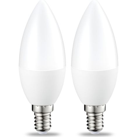 Lot de 2 petites ampoules LED en forme de flamme Culot Edison à vis E14 5 W (équivalent 40 W) Blanc chaud Intensité non variable (1/4)