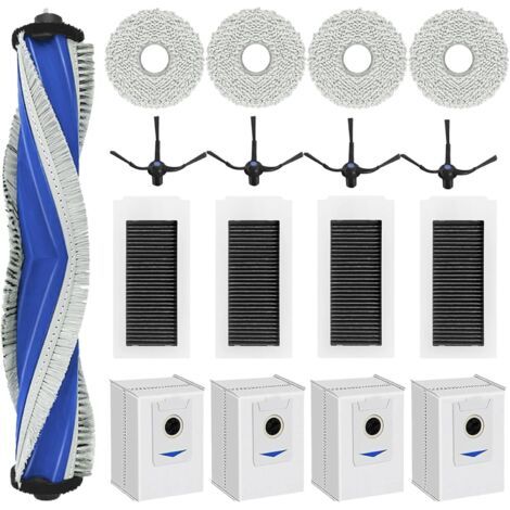 Kit d'accessoires 17 pièces pour aspirateur robot Ecovacs Deebot X5 Pro et Deebot X5 Omni : 1 brosse principale, 4 filtres HEPA, 4 sacs à poussière, 4 tampons de nettoyage et 4 brosses latérales. (1/4)