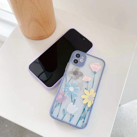 Coque iPhone 11 - Dos En Polycarbonate Mat Translucide Avec Motif Floral 3D - Bords En TPU Souple Antichoc - Protection Écran Renforcée - 1 Pièce (1/5)