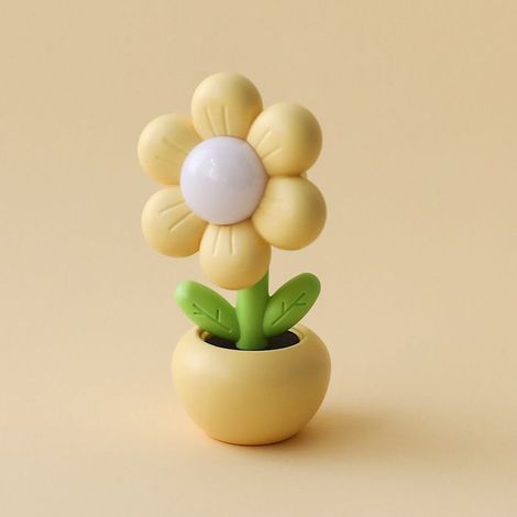 Mini lampe de chevet fleurs jaunes, déco de bureau, lampe de table, cadeau créatif (1/5)
