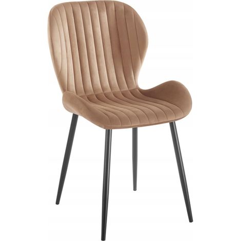Sedia Cappuccino MINIMALISTA per SOGGIORNI, rivestita in velluto (1/5)