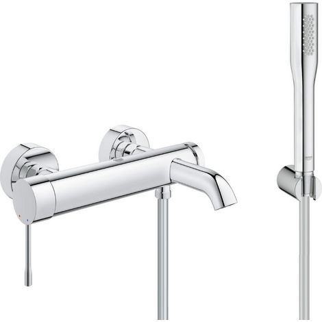 Grohe Set vasca/doccia Miscelatore meccanico Essence + doccia a bastone Euphoria Cosmopolitan 1, cromo (33624001-Euphoria)