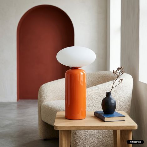 sweeek - Lampe de table intérieur céramique et verre Ø25cm orange - Tili