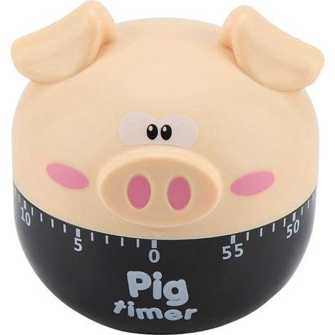Minuteur de cuisine en forme de cochon cartoon, horloge mécanique décorative (1/4)