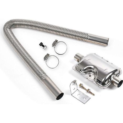 120 cm langes Abgasrohr für Dieselheizungen mit 24-mm-Schalldämpfer und 2 Schlauchschellen. Zubehör für Druckluft-Diesel-Standheizungen. (1/5)