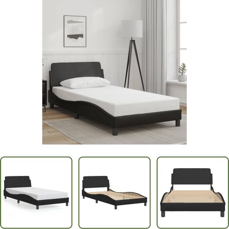 Kunstlederbett - Bettgestell "Dover" Schwarz 100x200 cm Kunstleder (1/5)