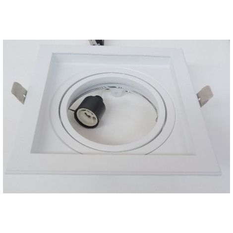 Spot encastré carré blanc 185X185mm pour lampe AR111 G53 12V ou GU10 230V 50W max (non incl) modulable IP20 MODULO SEET 26400