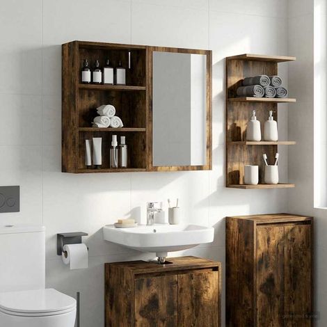 vidaXL Armoire murale de salle de bain Chêne Fumé 40 x 16 x 62,5 cm