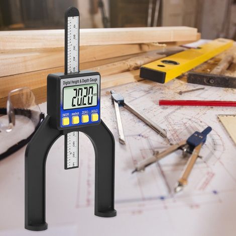 Tiefenmesslineal für Tischkreissägen, digitale LCD-Höhenbegrenzungslehre, Holzbearbeitungswerkzeug, 0–80 mm / 0–3 1/8 Zoll (1/5)