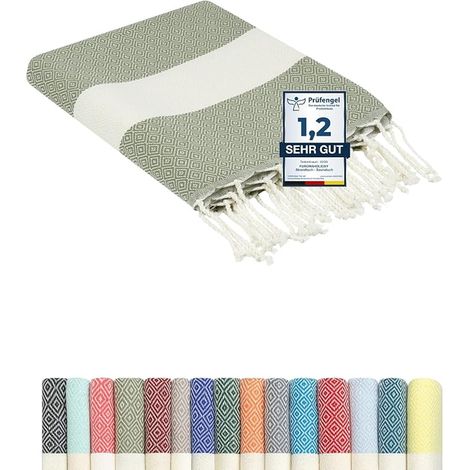 Beach Towel 100 x 200 cm Cotton Fouta Large Size Compact Hammam Sauna Picnic Mat Accessory Women Men Teens (1/5)
