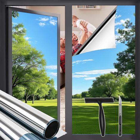 Film Fenetre Anti Regard Film Anti Chaleur 40×200cm Bon Effet Miroir avec Kit de Pose Anti UV Protection de la Vie Privée Protéger du Soleil pour Fenêtre Maison Bureau Magasin (1/5)